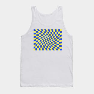 Twisted Checkered Square Pattern - Yellow & Blue Tank Top